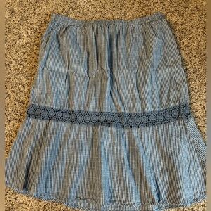Studio West cotton skirt light blue and white striped Size XL